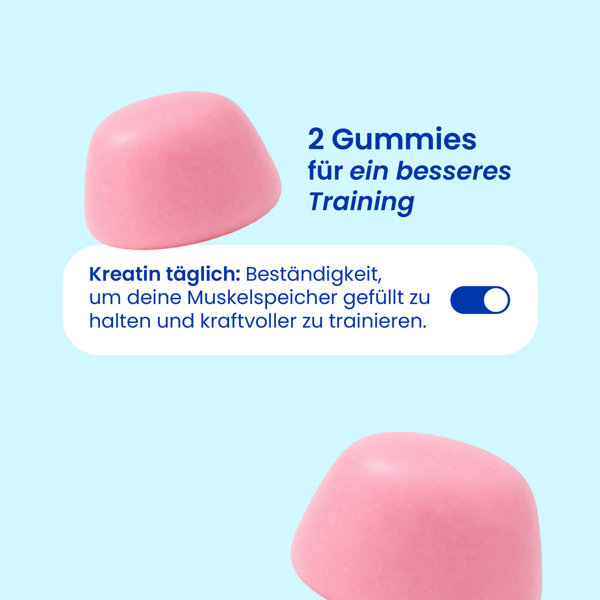 Kreatin-Gummies in Nahaufnahme [de]