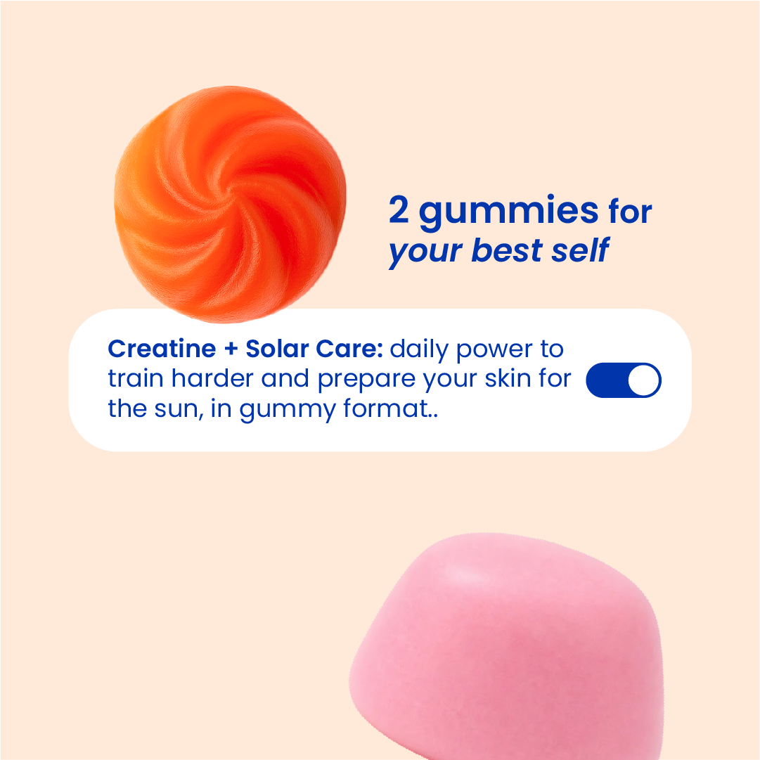 Tanning and outdoor sports pack gummies close-up [en]