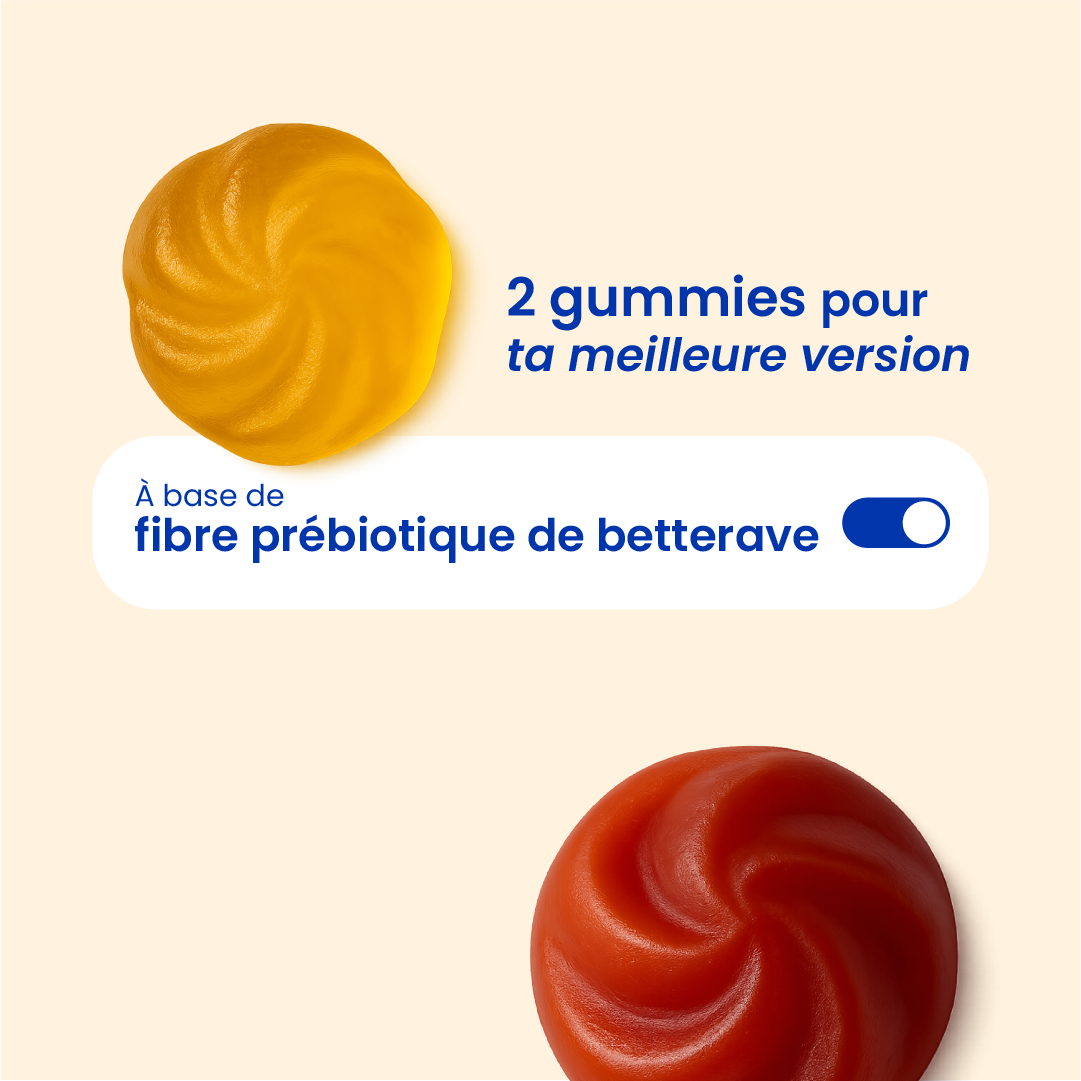 Gummies du pack peau nette, ferme et lumineuse en gros plan [fr]