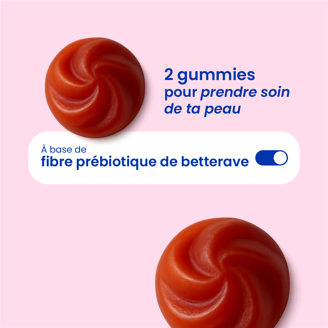 Gummies au collagène et resvératrol en gros plan [fr]