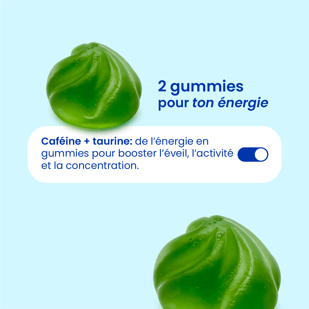 Gummies caféine et taurine en gros plan [fr]