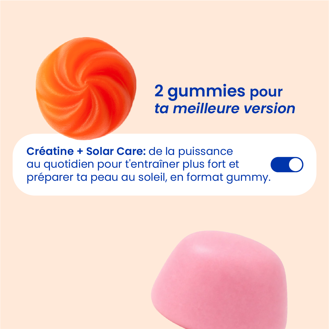 Gummies du pack bronzage et sport en gros plan [fr]